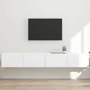 vidaXL Meuble TV mural 2 pcs Blanc 60 x 31 x 29.5 cm Bois d'ingénierie pas cher