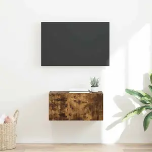 vidaXL Meuble TV mural Chêne fumé 60 x 31 x 29.5 cm Bois d'ingénierie pas cher