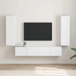 vidaXL Meuble TV mural 2 pcs Blanc 30 x 31 x 100 cm Bois d'ingénierie pas cher