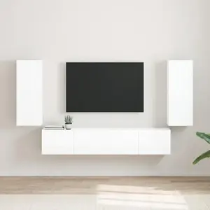 vidaXL Meuble TV mural 2 pcs Blanc Brillant 30 x 31 x 80 cm pas cher