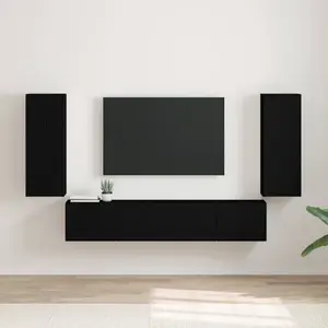 vidaXL Meuble TV mural 2 pcs Noir 30 x 31 x 80 cm Bois d'ingénierie pas cher