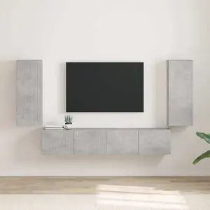 vidaXL Meuble TV mural 2 pcs Béton 30 x 31 x 80 cm Bois d'ingénierie pas cher