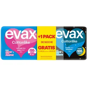 Pack de serviettes Evax Cottonlike ailes normales jour 32 unités + ail...