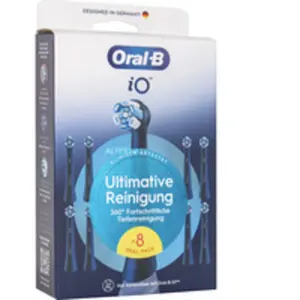 Oral-B Brosses à dents iO Nettoyage Ultime Pack de 8, Noir