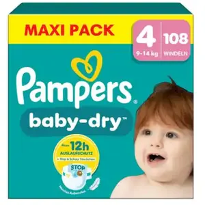 Comparateur de prix : Pampers Couches Baby-Dry, taille 4 Maxi 9-14kg, paquet maxi (1 x 108 c...