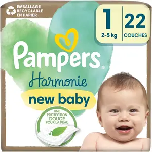 Pampers Couches Harmonie T1 (2-5 Kg) Avec Emballage Papier Recyclable pas cher