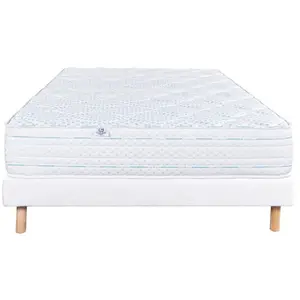 LUXURY LITERIE Ensemble matelas Thermotec, 24 cm mémoire de forme ferme réversible+sommier blanc ep 13cm pas cher