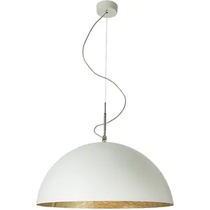 IN-ES.ARTDESIGN lampe à suspension MEZZA LUNA 1 (Blanc / Or - Laprene, acier et Nebulite)