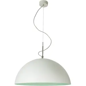 IN-ES.ARTDESIGN lampe à suspension MEZZA LUNA 1 (Blanc / Turquoise - Laprene, acier et Nebulite)