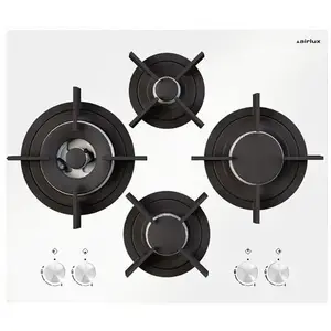 Table verre gaz 60cm 4 foyers - AV685HWH - Noir - AIRLUX pas cher