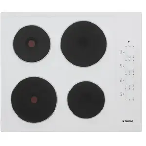 Table électrique - GLEM - GTL640WH - 4 foyers - 7000 W - Blanc pas cher