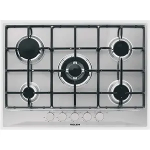 GLEM COOKTOP 5 Foyers Gaz 3000 W Stainless Steel Encastré (Drop-In) 68.5 x 50 cm pas cher