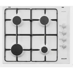 Table de cuisson gaz 4 foyers Glem GTL64WH - Puissance 7500 W - Blanc pas cher