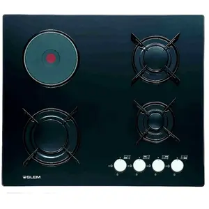 Glem Gas GV647BK plaque Noir Intégré Combi 4 zone(s) pas cher