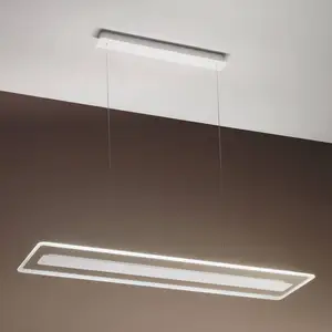 Linea Light Suspension LED Antille verre rectangulaire chromée