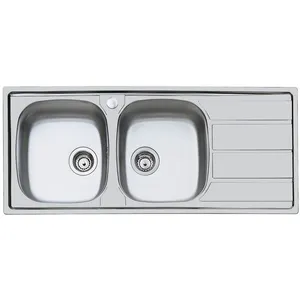 FOSTER évier S1000 116.2V.3,5".STD 2 bacs + égouttoir (Brossé - égoutt... pas cher