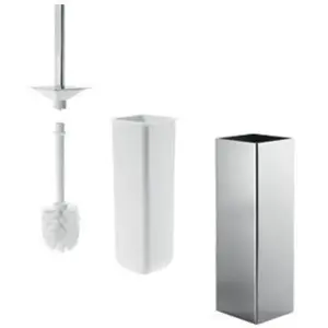 INDA - Porte-brosse murale My Way en acier blanc mat pas cher