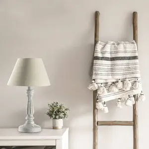 ONLI - Lampe à chevet style shabby en bois vieilli et abat-jour couleur sable BeigeVendu parluminaire
