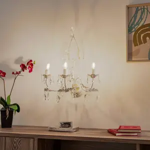ONLI Applique cristal Teresa, ivoire à trois lampesVendu parluminaire