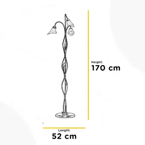 Comparateur de prix : ONLI Lampe sur pied Alga, à 3 lampes, fer, verre, florentin