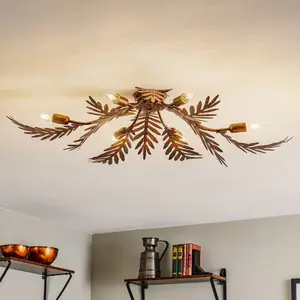 Onli felce plafonnier semi-encastré à 6 lumières feather à bras multiples, bronze pas cher