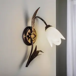 Comparateur de prix : Onli - sonia Applique murale design fleur, abat-jour en verre