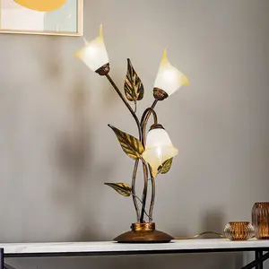 Onli - miranda Lampe de table en verre, or antique, abat-jour en verre pas cher