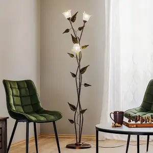 Onli - Lampadaire miranda 3 Light Verre,Métal Or antique - Doré pas cher