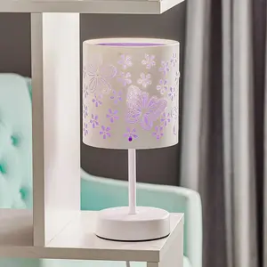 ONLI Lampe à poser Titilla en blanc, abat-jour violet à l'intérieur pas cher