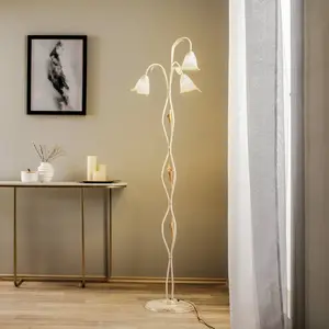 Comparateur de prix : ONLI Lampadaire Lucrezia en ivoire, abat-jour fleur