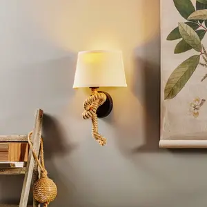ONLI Applique murale Corda avec abat-jour textile et décor de corde pas cher