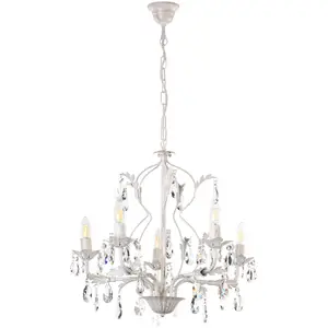 ONLI Lustre cristal Teresa, ivoire à 5 lampes pas cher