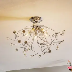 ONLI Plafonnier Trilly chromé avec cristaux, 5 lampes pas cher