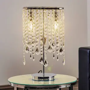 ONLI Lampe à poser Laila pendentif cristal à 2 lampes pas cher