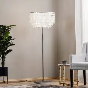 ONLI Lampe sur pied Makani, chrome, décor coquillage pas cher