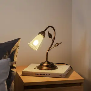 ONLI Lampe à poser Liliana, à 1 lampe, noir, or rouge, métal pas cher