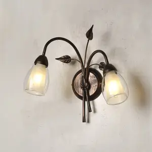 ONLI Applique murale Liliana, à 2 lampes, noir, or rose, métal pas cher