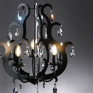 ONLI Lustre Jane métal noir à 5 lampes cristalVendu parluminaire