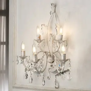 ONLI Applique cristal Teresa, ivoire, à 5 lampes pas cher