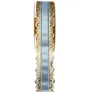 RueDeLaFete Ruban Charlotte 40 mm dentelle, bleu ciel pas cher