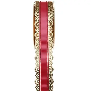 RueDeLaFete Ruban Charlotte 40 mm dentelle, rouge pas cher