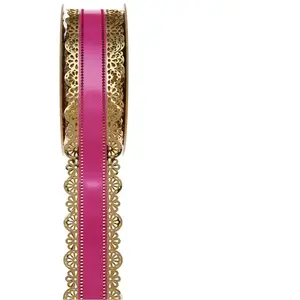 RueDeLaFete SANTEX 1699-13-40, Ruban Charlotte 40 mm dentelle, fuchsia pas cher
