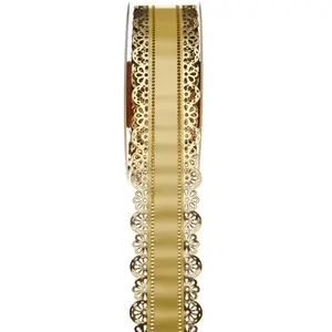 RueDeLaFete Ruban Charlotte 40 mm dentelle, jaune pas cher
