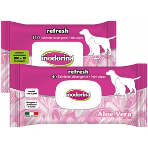 Comparateur de prix : Lingettes à l'aloe vera Inodorina pour chiens et chats 40 pcs