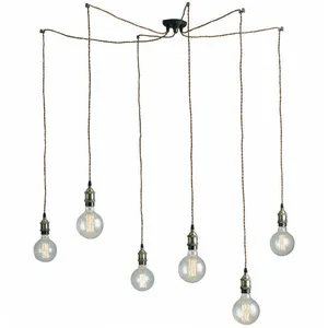 FAN EUROPE Suspension ampoule multiple groove noire et laiton en métal et cordon