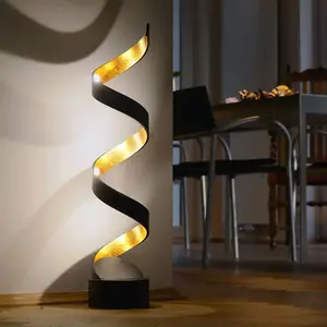 Shop-day Eco-Light Lampe à poser LED Helix, 66 cm, noire-dorée pas cher