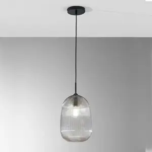 Luce Ambiente Design Suspension DUKE, grise, Ø 21 cm, verre pas cher