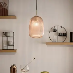 Luce Ambiente Design Suspension DUKE, couleur ambre, Ø 21 cm, verre pas cher