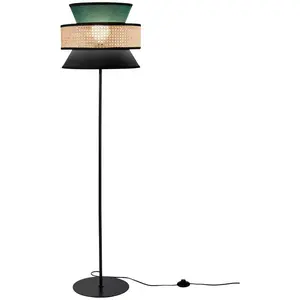 Luce Ambiente Design Lampadaire Gazebo, vert/noir/naturel, 147 cm, tis... pas cher