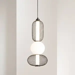 Luce Ambiente Design Suspension LED INKAS, hauteur 53 cm, noir, verre/... pas cher